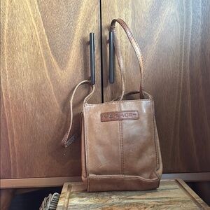 Fossil Brown Leather Tote Bag with Long Straps